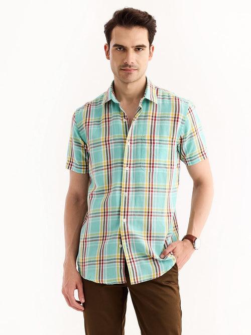 Green Checked Linen Shirt