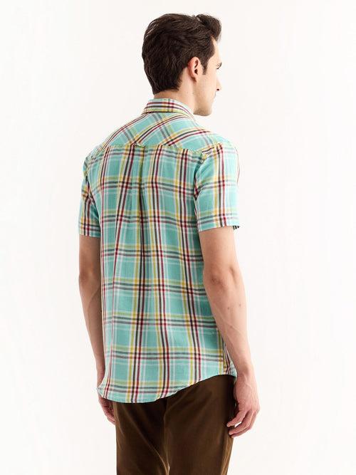 Green Checked Linen Shirt