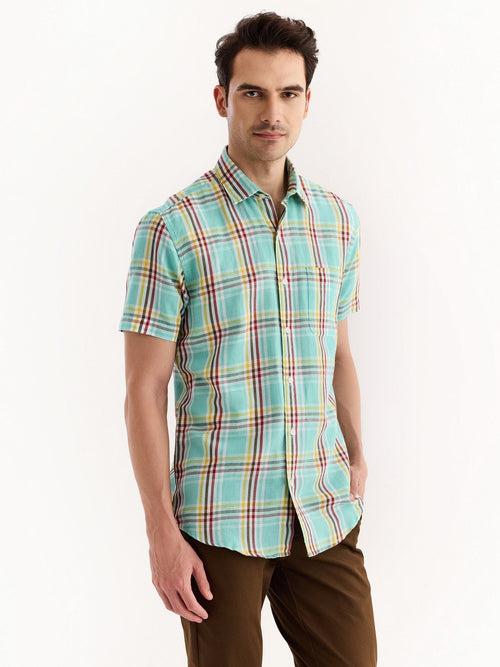 Green Checked Linen Shirt