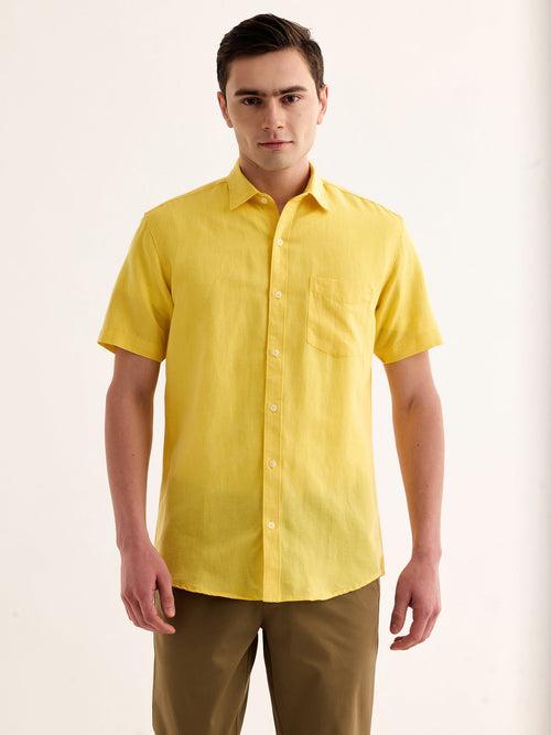 Yellow Striped Linen Shirt