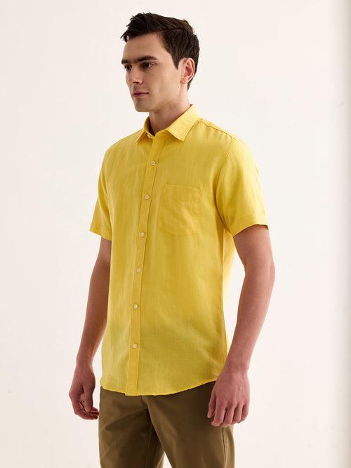 Yellow Striped Linen Shirt