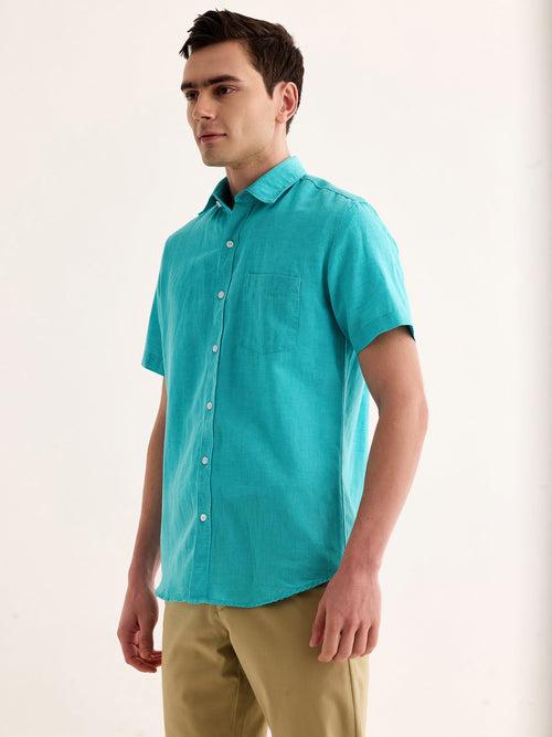 Green Striped Linen Shirt