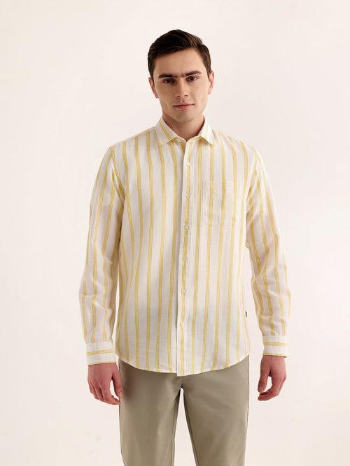 Yellow Striped Linen Shirt