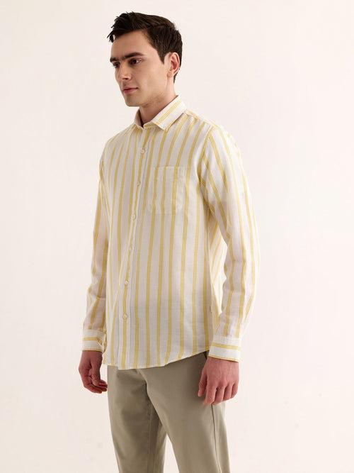 Yellow Striped Linen Shirt