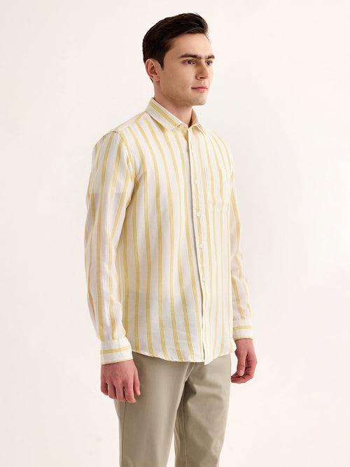 Yellow Striped Linen Shirt