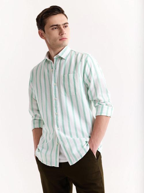 Green Striped Linen Shirt