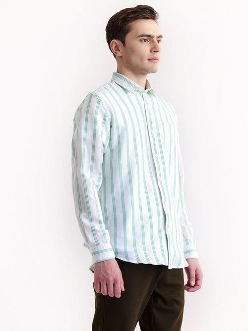 Green Striped Linen Shirt