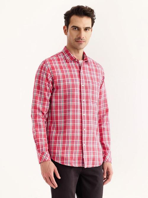 Pink Checked Linen Shirt