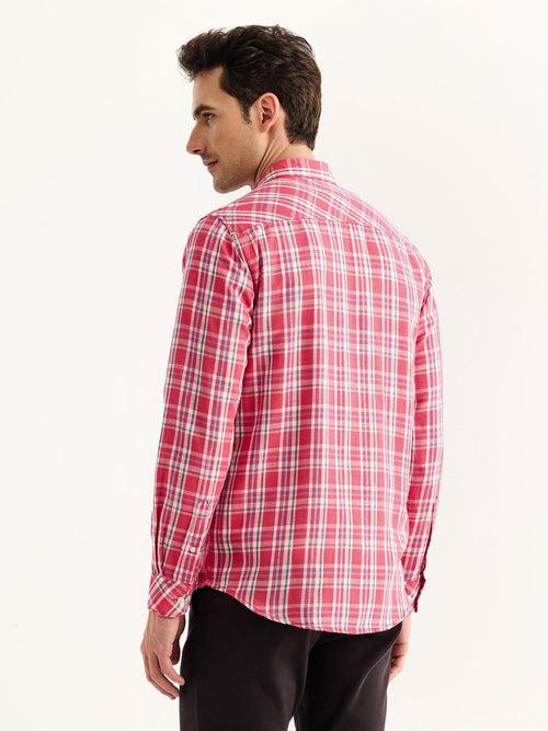 Pink Checked Linen Shirt