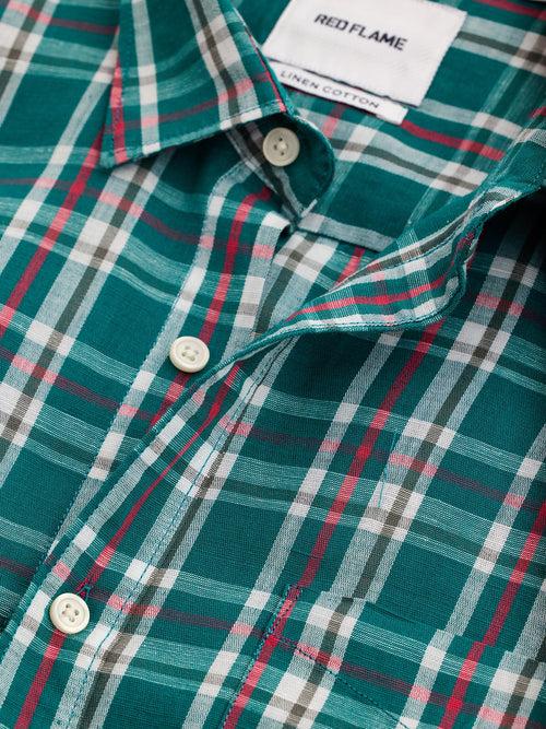 Green Checked Linen Shirt