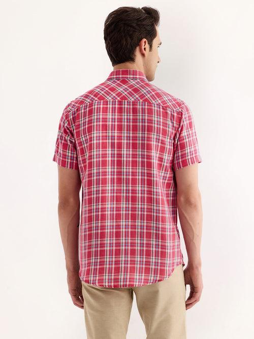 Pink Checked Linen Shirt