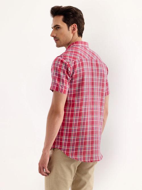 Pink Checked Linen Shirt