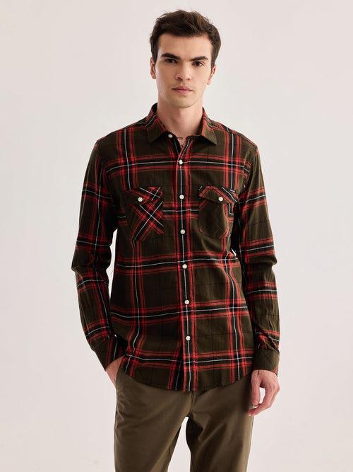 Olive Checked Shirt