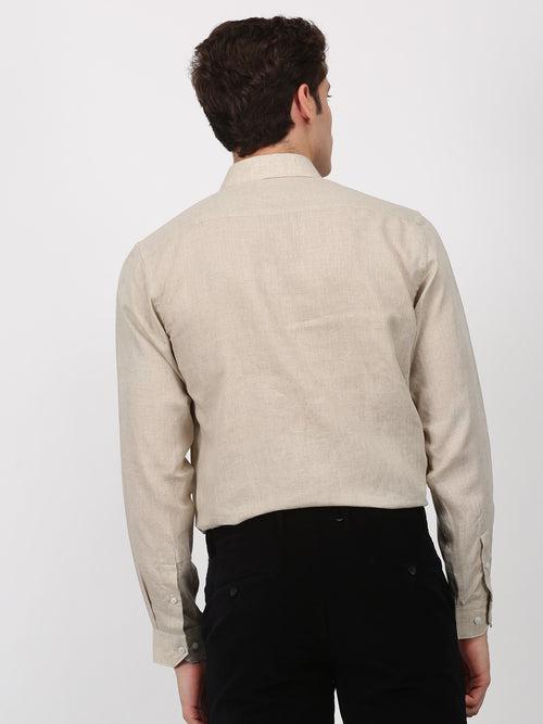 Khaki Solid Long Sleeve Formal Shirt