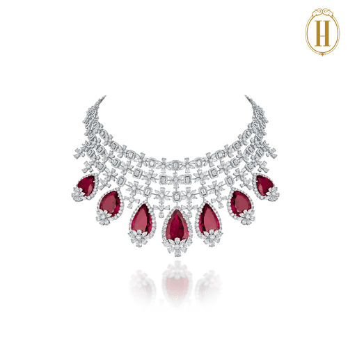 Legacy Diamond and Red Tourmaline Necklace set