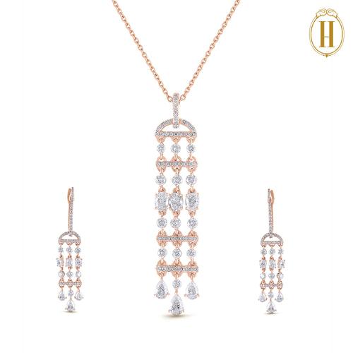 Bella Diamond Tassel Pendant Set