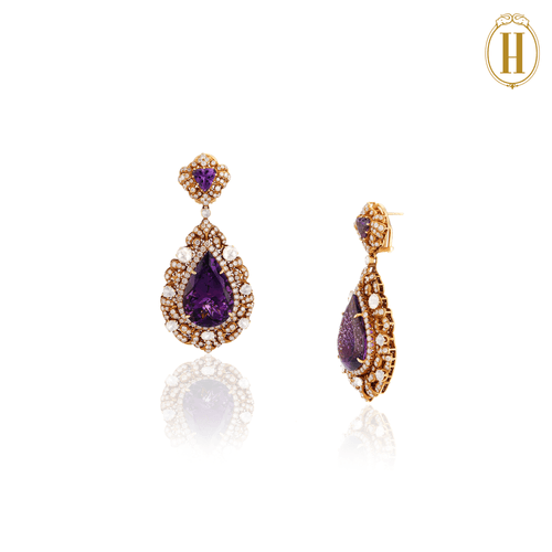 Legacy Amethysts and Uncut Diamonds Earrings