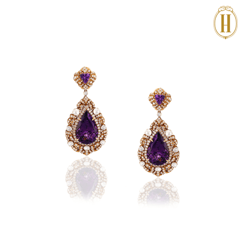 Legacy Amethysts and Uncut Diamonds Earrings