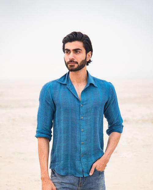 Aqua Breeze Handwoven Cotton Shirt