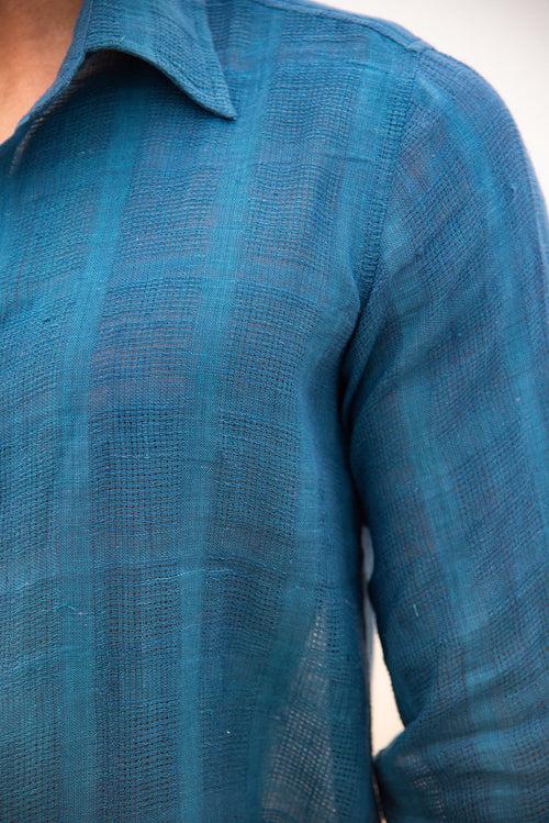 Aqua Breeze Handwoven Cotton Shirt