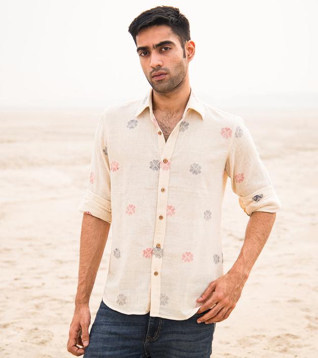 Blossom Breeze Handwoven Khadi Cotton Shirt