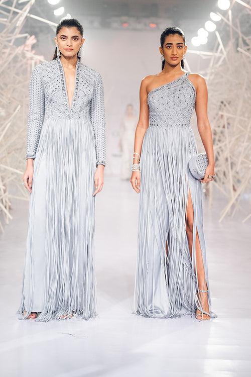 Alta celestial blue fringed Gown