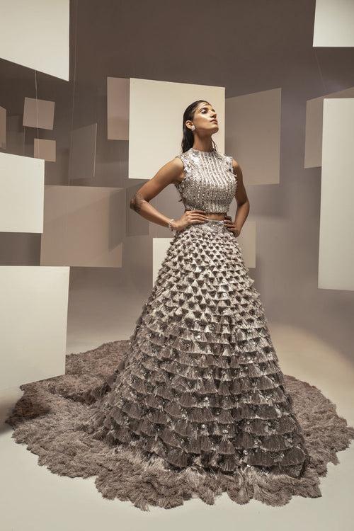 Prose Pearl Grey Lehenga Set