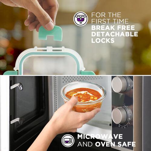 930ml x 2 Allo FoodSafe Microwave Oven Safe Glass Container with Break Free Detachable Lock