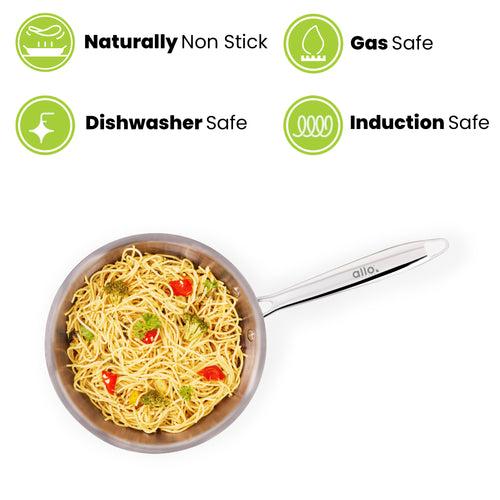 2L Allo CookSafe TriPly Wok | Stainless Steel | Induction Friendly | 22cm