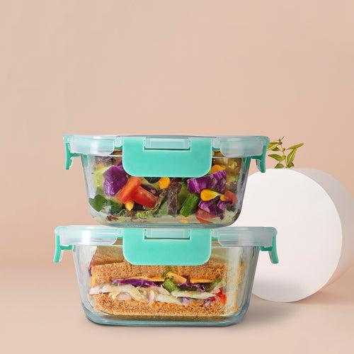 520ml, 800ml Allo FoodSafe Microwave Oven Safe Glass Container with Break Free Detachable Lock