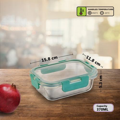 370ml x 2 Allo FoodSafe Microwave Oven Safe Glass Lunch box with Break Free Detachable Lock with Canvas Grey Bag Tiffin