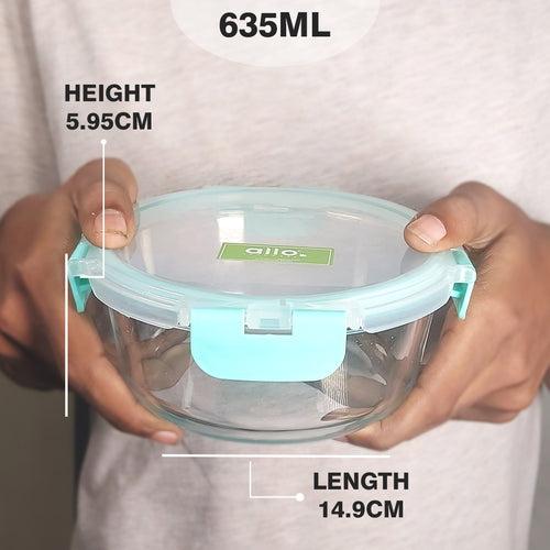 635ml x 4 Allo FoodSafe Microwave Oven Safe Glass Container with Break Free Detachable Lock