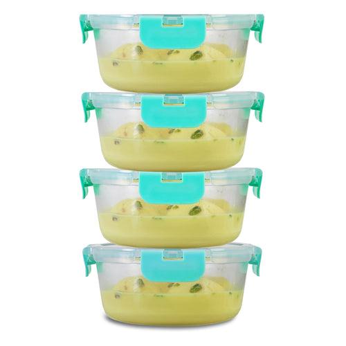 635ml x 4 Allo FoodSafe Microwave Oven Safe Glass Container with Break Free Detachable Lock