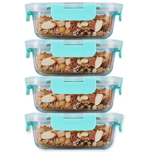 370ml x 4 Allo FoodSafe Microwave Oven Safe Glass Container with Break Free Detachable Lock