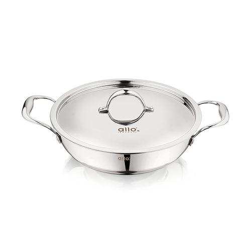 5.5L Allo CookSafe TriPly Kadhai | Stainless Steel | With Stainless Steel Lid | Induction Friendly | 30cm