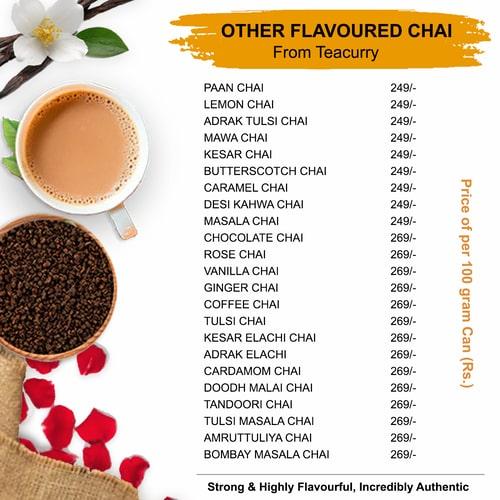 Flavored Tea Combo of 7 Chai - Masala, Cardamom, Tandoori, Paan, Chocolate, Vanilla, Rose Chai (100 Grams Each)