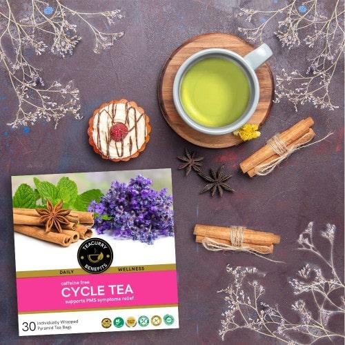 Period Tea - Cycle Tea with Diet Chart to help with PMS, Delayed Periods, Cramps, Less Flow