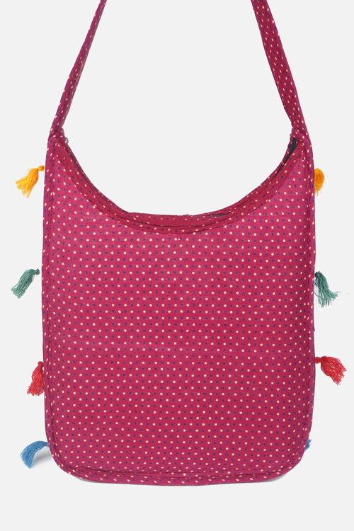 Banjara India Elephant Design Kutchi Mirrorwork Hand Embroidered Shoulder Bag (BAG-MaroonBlue)