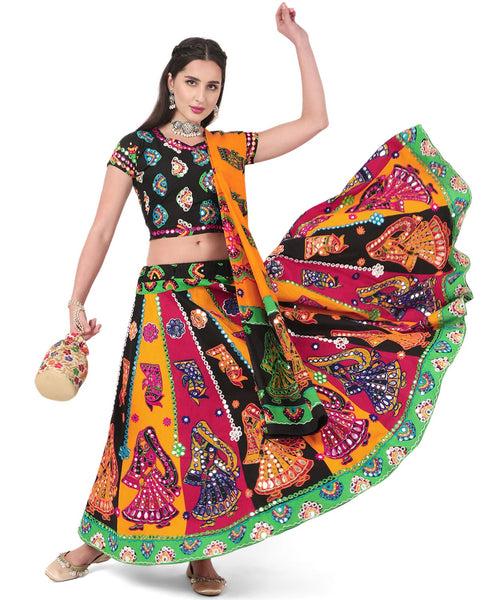 Banjara India Cotton Long Flair Aari Embroidery Kutch Work (Lehenga Choli) Chaniya Choli Set with Dupatta-(CC-DHINGALI-01)