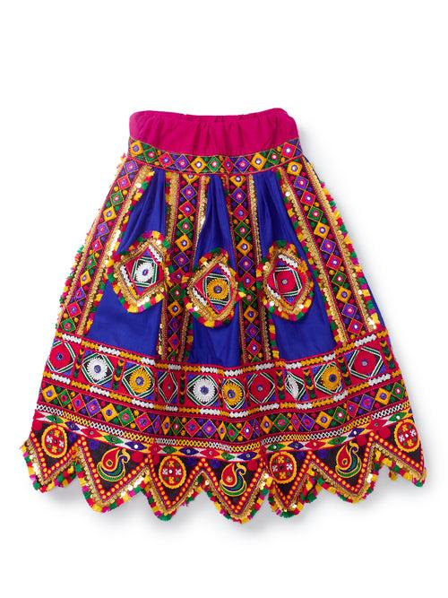 Banjara India Kutchi Emboidered Blue Girls Chaniya Choli with Dupatta (CC-PTW) - Blue