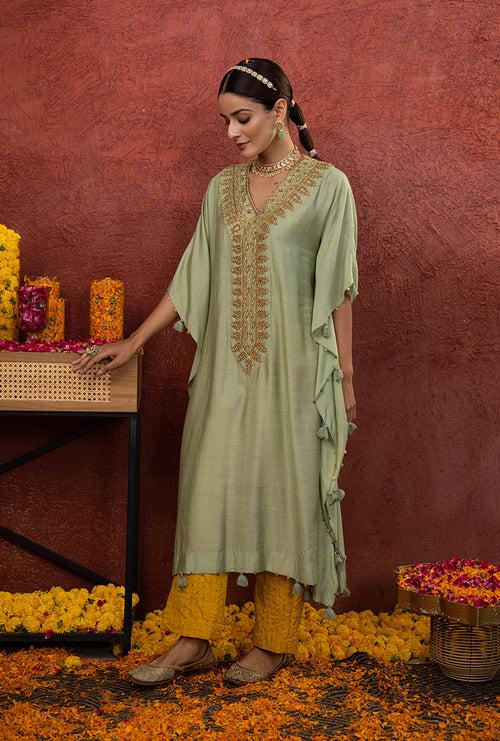 Pista Green Rooh Kaftan Set