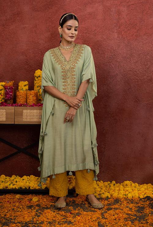 Pista Green Rooh Kaftan Set