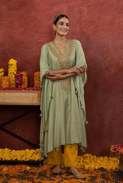 Pista Green Rooh Kaftan Set