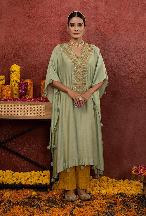 Pista Green Rooh Kaftan Set