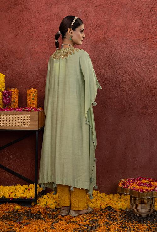 Pista Green Rooh Kaftan Set