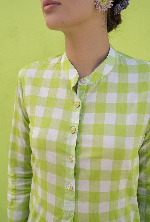 Light Green Checks Print Candy Crush Kurta Set