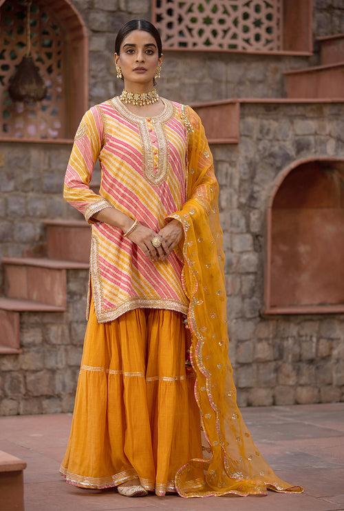 Mango Pink Leheriya 2.0 Gharara Set