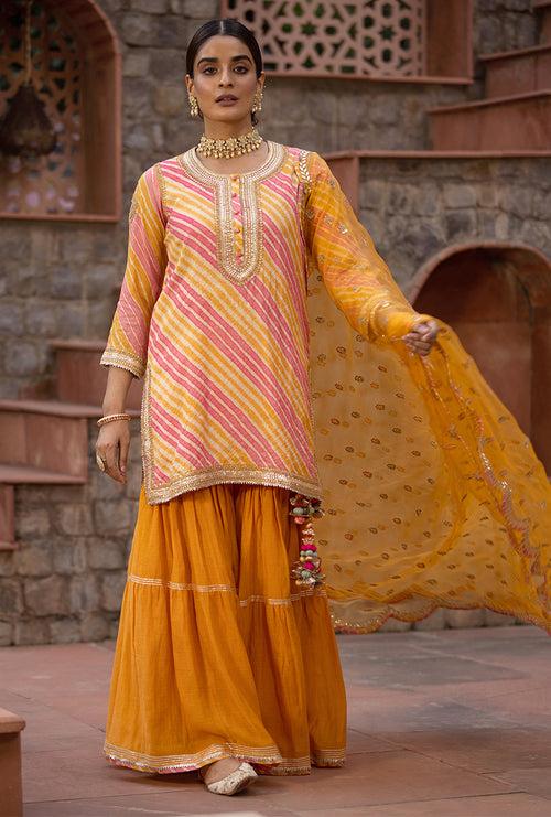 Mango Pink Leheriya 2.0 Gharara Set