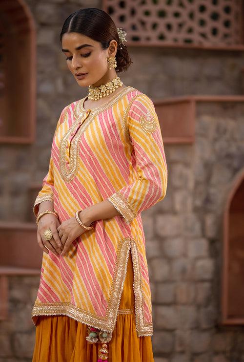 Mango Pink Leheriya 2.0 Gharara Set