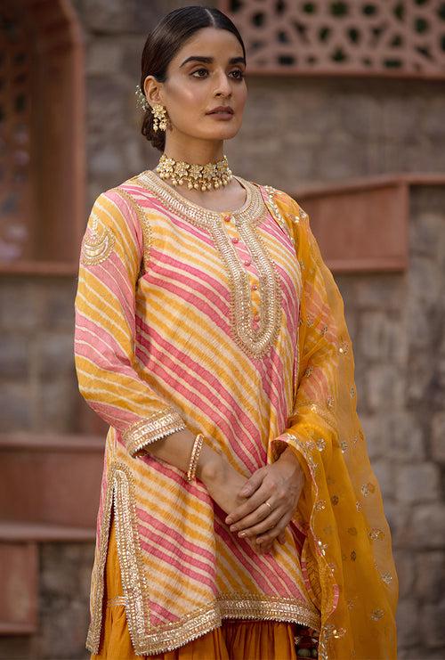 Mango Pink Leheriya 2.0 Gharara Set